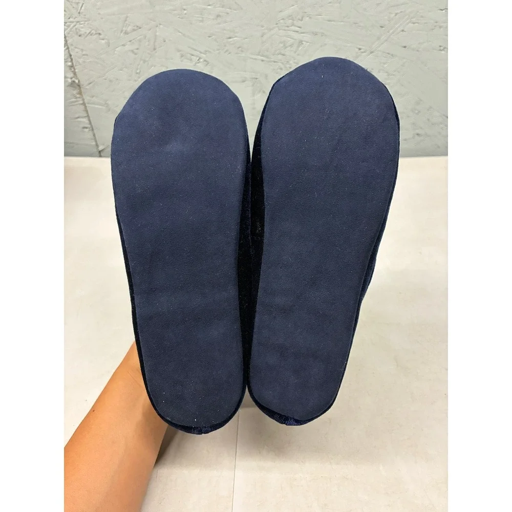 Janie and Jack Velvet Crest Smoking Loafers Baby Boys 4 Navy Blue Preppy